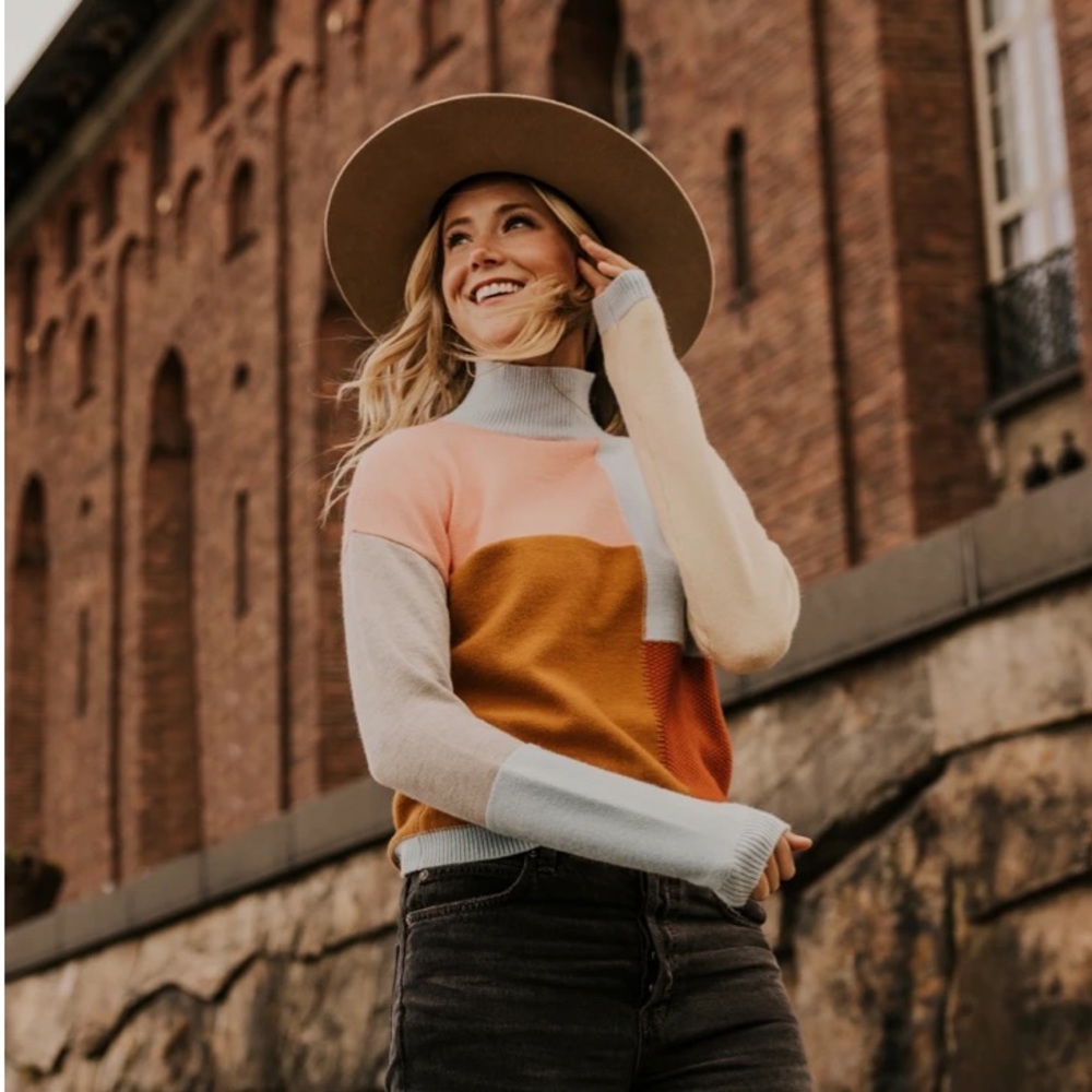 Roolee Nadia colorblock sweater NWT